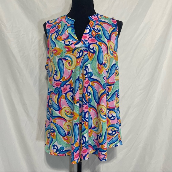 Dear Scarlett Tops - Dear Scarlett sleeveless top colorful paisley print Size M. A-line preowned